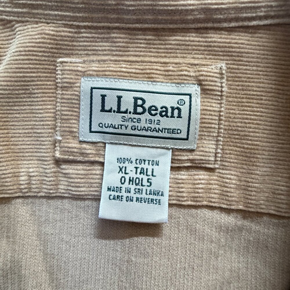 L.L.Bean Classic Fit Corduroy Shirt Men's XL Tall in Camel Color-Very Good Cond. - Picture 4 of 13